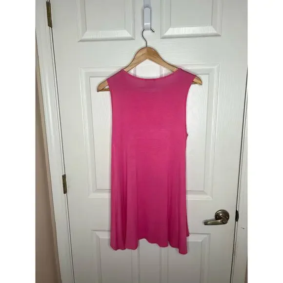 Bobeau Bright Pink Long Layered Sleeveless Tank Top Blouse Shirt Size Small - Picture 5 of 8